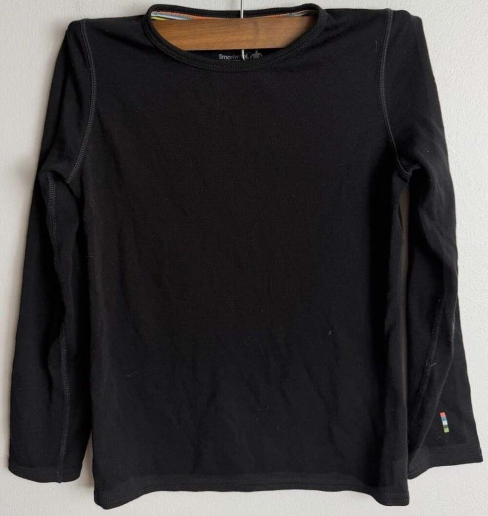 Smartwool Merino 250 Base Layer Long Sleeve Shirt Black Size Medium Kids Child